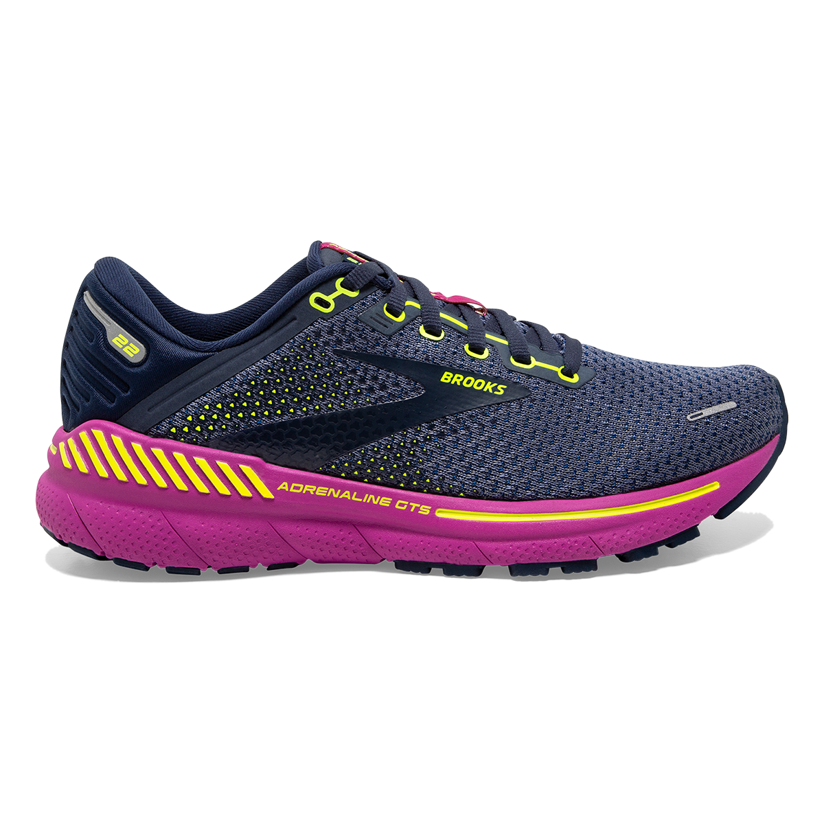Brooks Adrenaline GTS 22 North America — Nightshadow - Viola - Nightlife — Size B — Width 6.5 — Front View