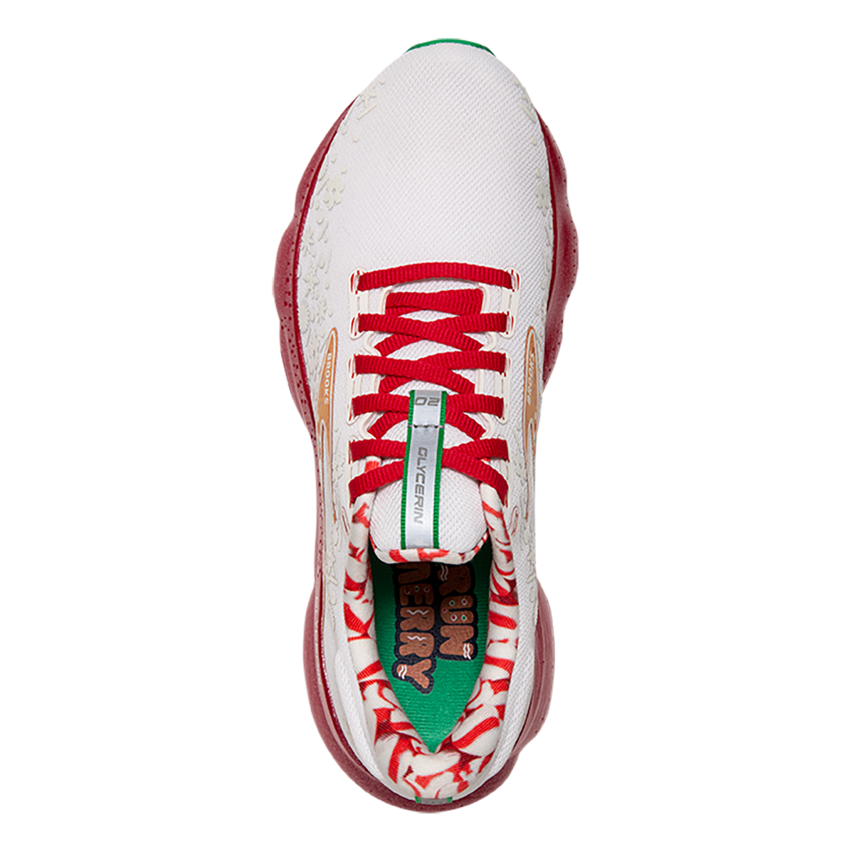 Brooks Glycerin 20 Run Merry — Red Alert - White - Caramel — Size B — Width 6.5 — Back View