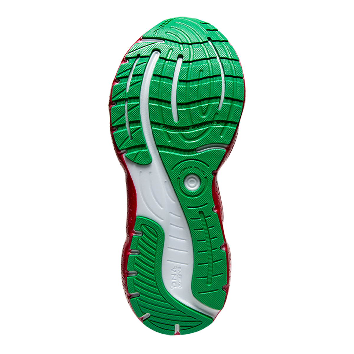 Brooks Glycerin 20 Run Merry — Red Alert - White - Caramel — Size B — Width 6.5 — Top View