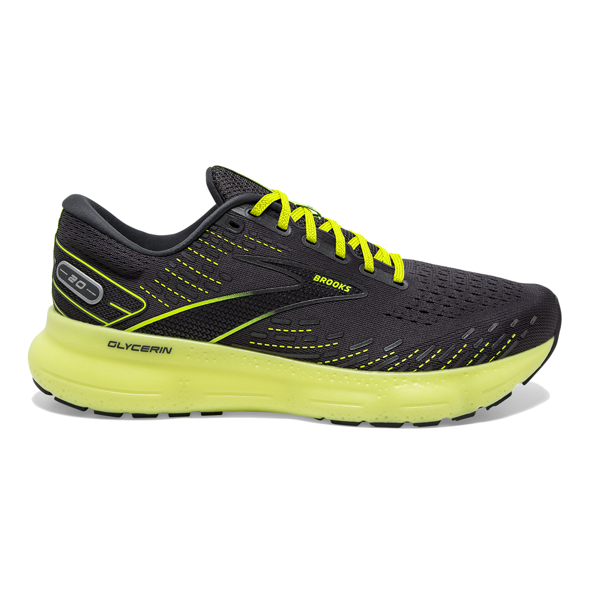 Brooks Glycerin 20 Run Vision — Ebony - Nightlife — Size B — Width 10 — Front View