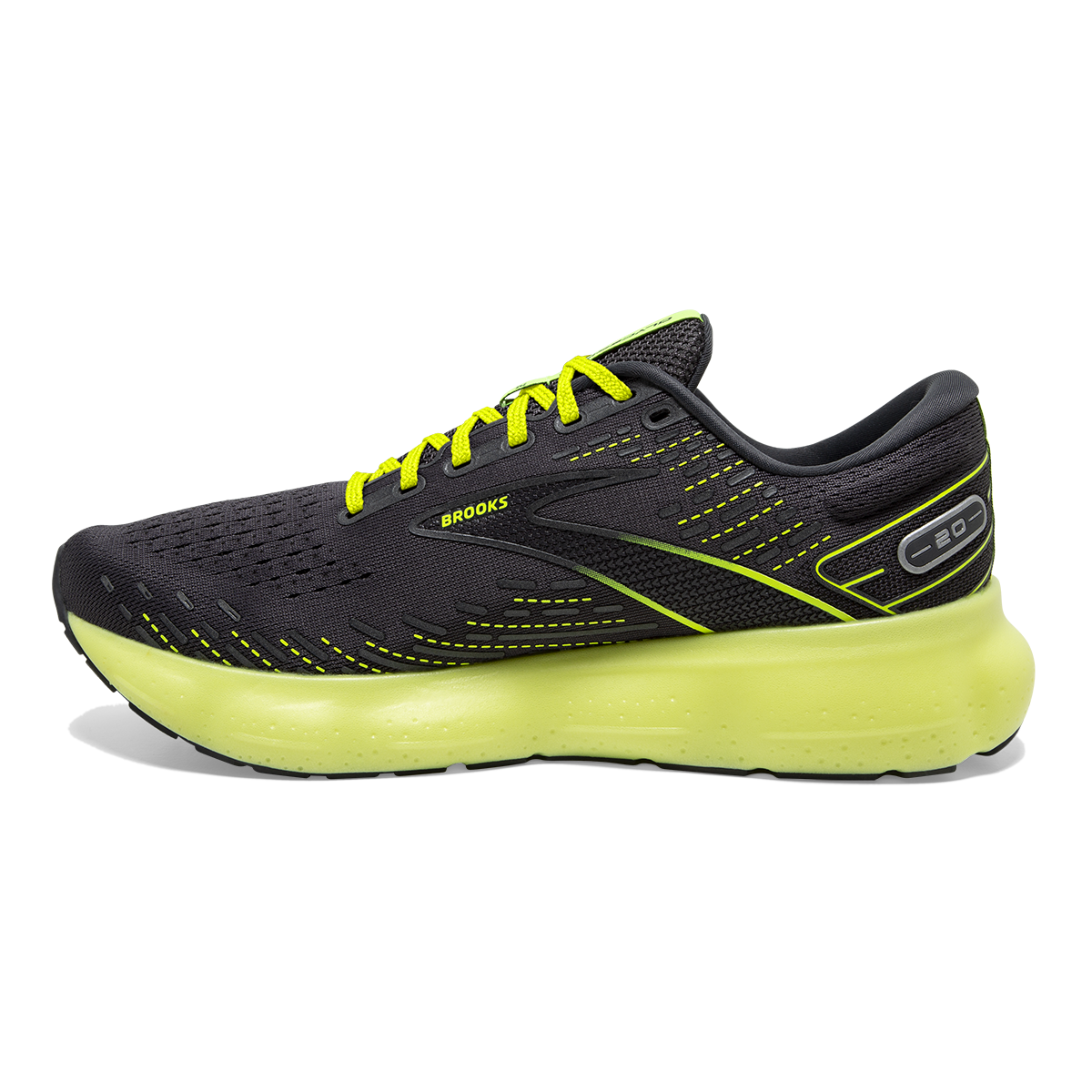 Brooks Glycerin 20 Run Vision — Ebony - Nightlife — Size B — Width 10 — Side View