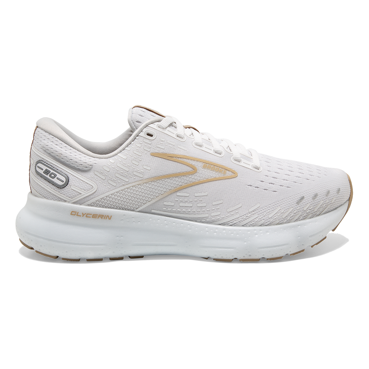 Brooks Glycerin 20 Khaki — White - Khaki — Size B — Width 10.5 — Front View