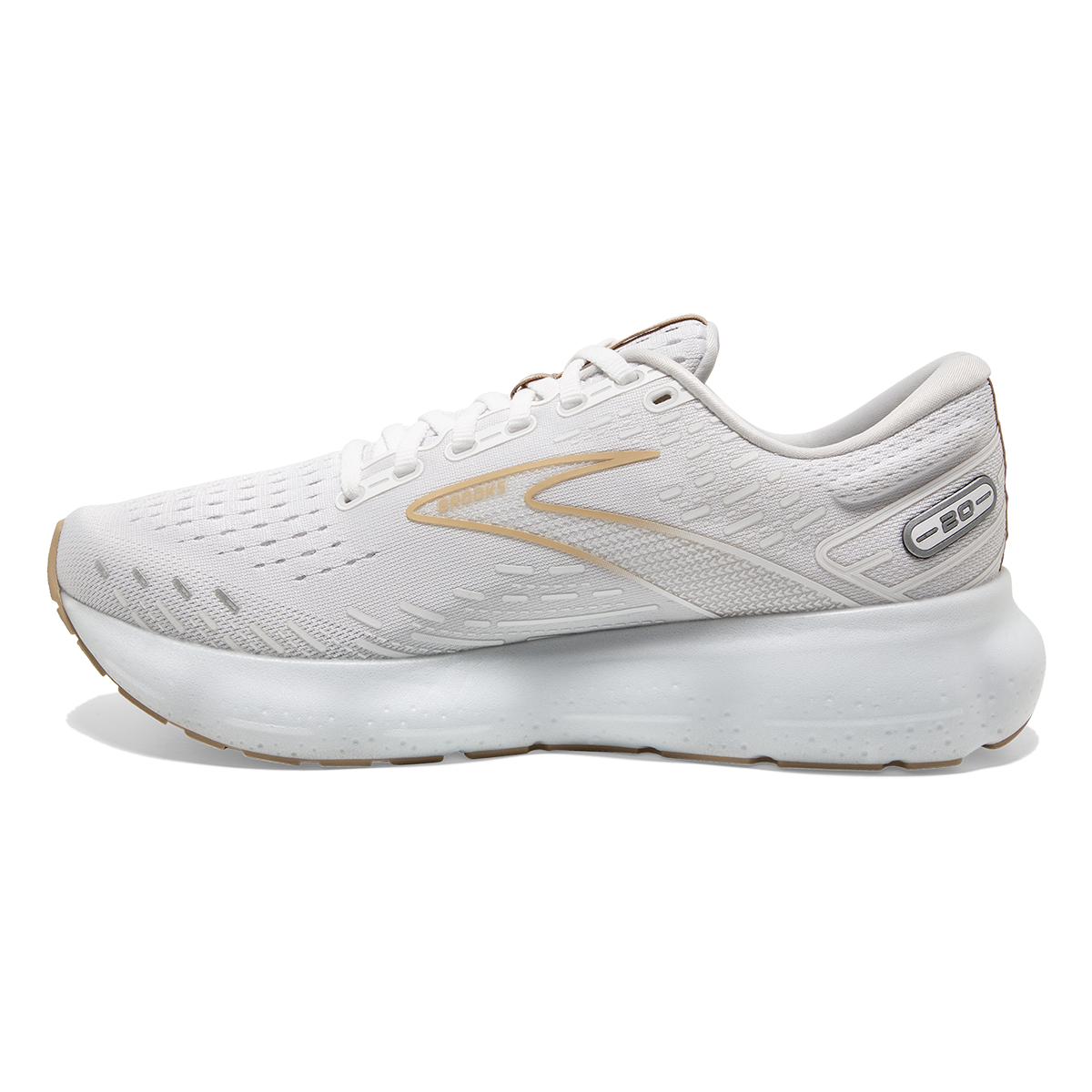 Brooks Glycerin 20 Khaki — White - Khaki — Size B — Width 10.5 — Side View