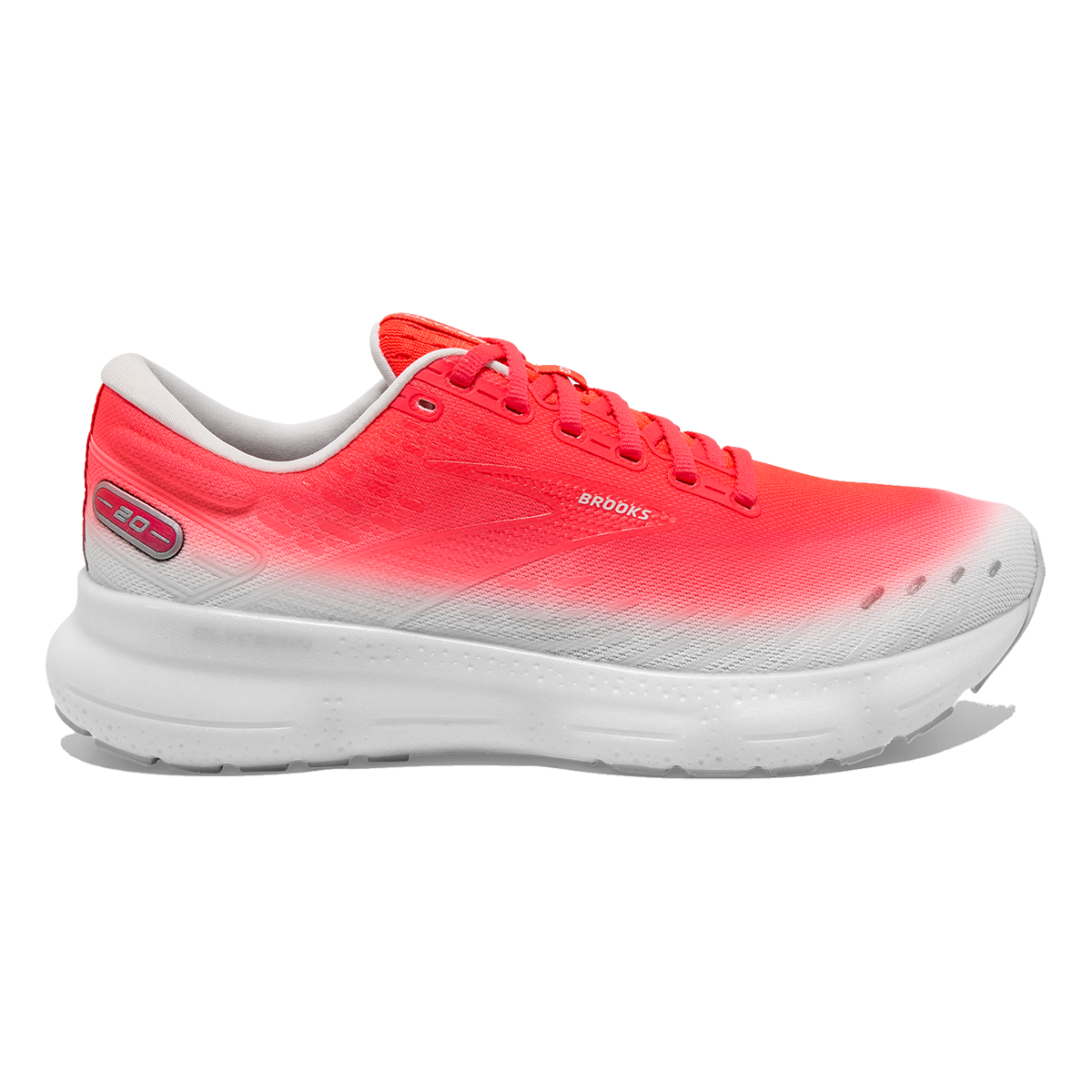 Brooks Glycerin 20 Fade — Diva Pink - Lilac - White — Size B — Width 5.5 — Detail View