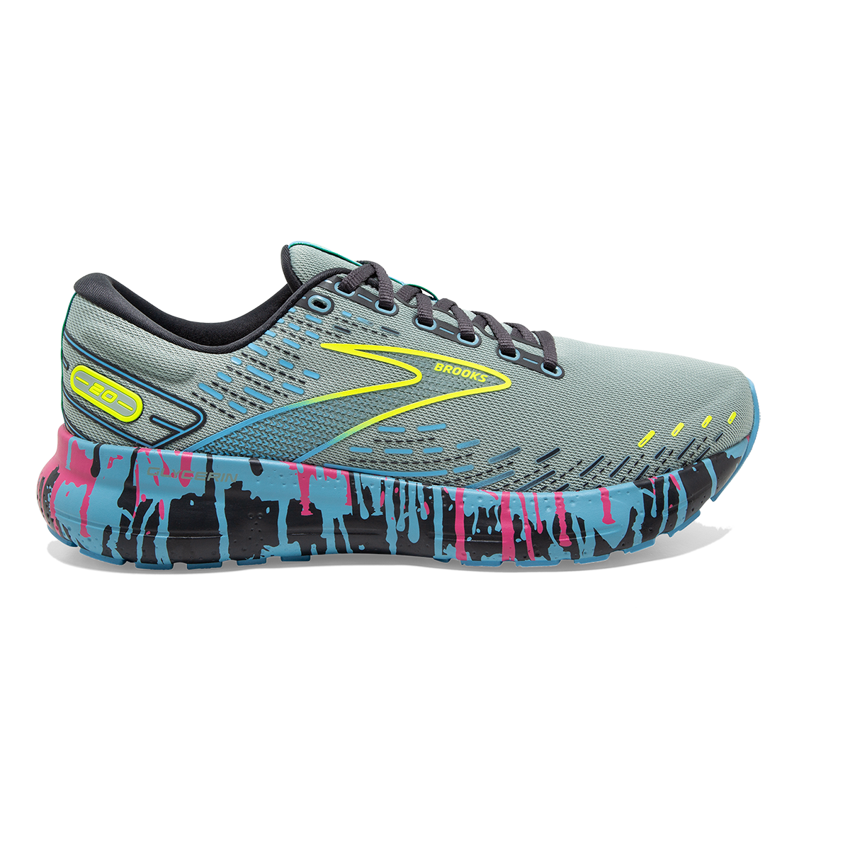 Brooks Glycerin 20 Drip — Jadeite - Alaskan Blue - Ebony — Size B — Width 6 — Front View