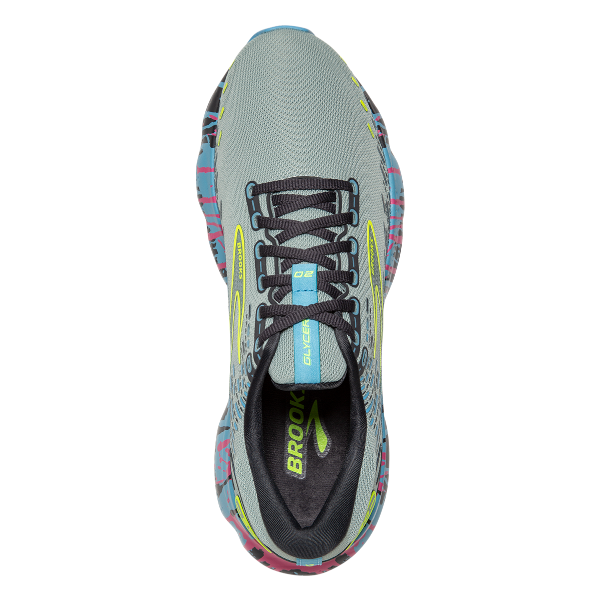 Brooks Glycerin 20 Drip — Jadeite - Alaskan Blue - Ebony — Size B — Width 6 — Back View