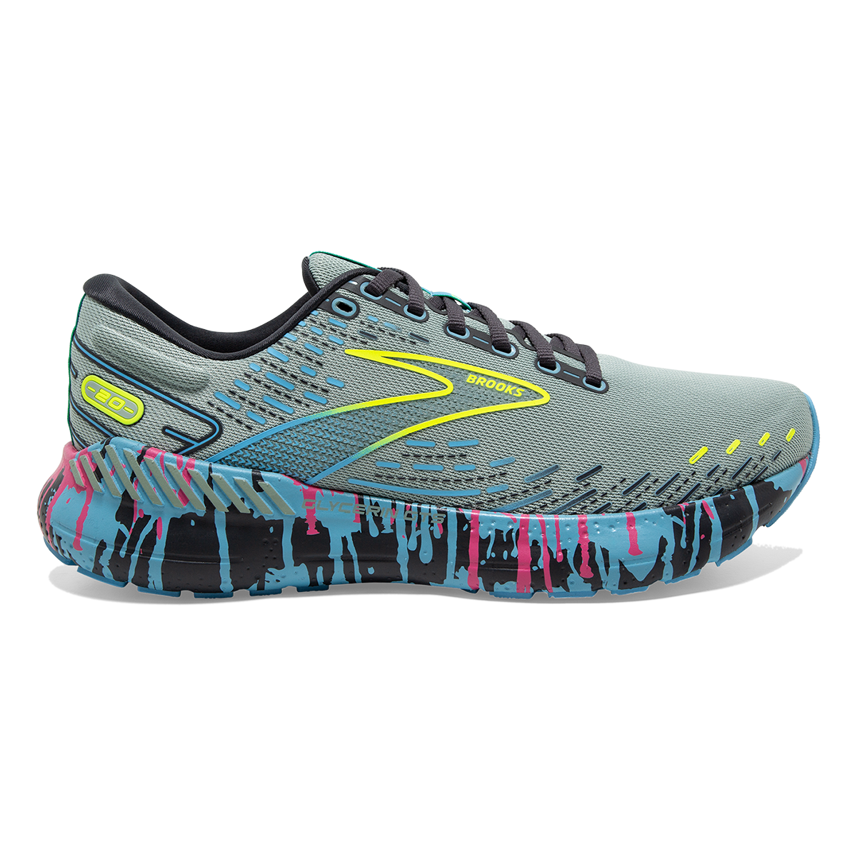 Brooks Glycerin GTS 20 Drip — Jadeite - Alaskan Blue - Ebony — Size B — Width 6 — Front View