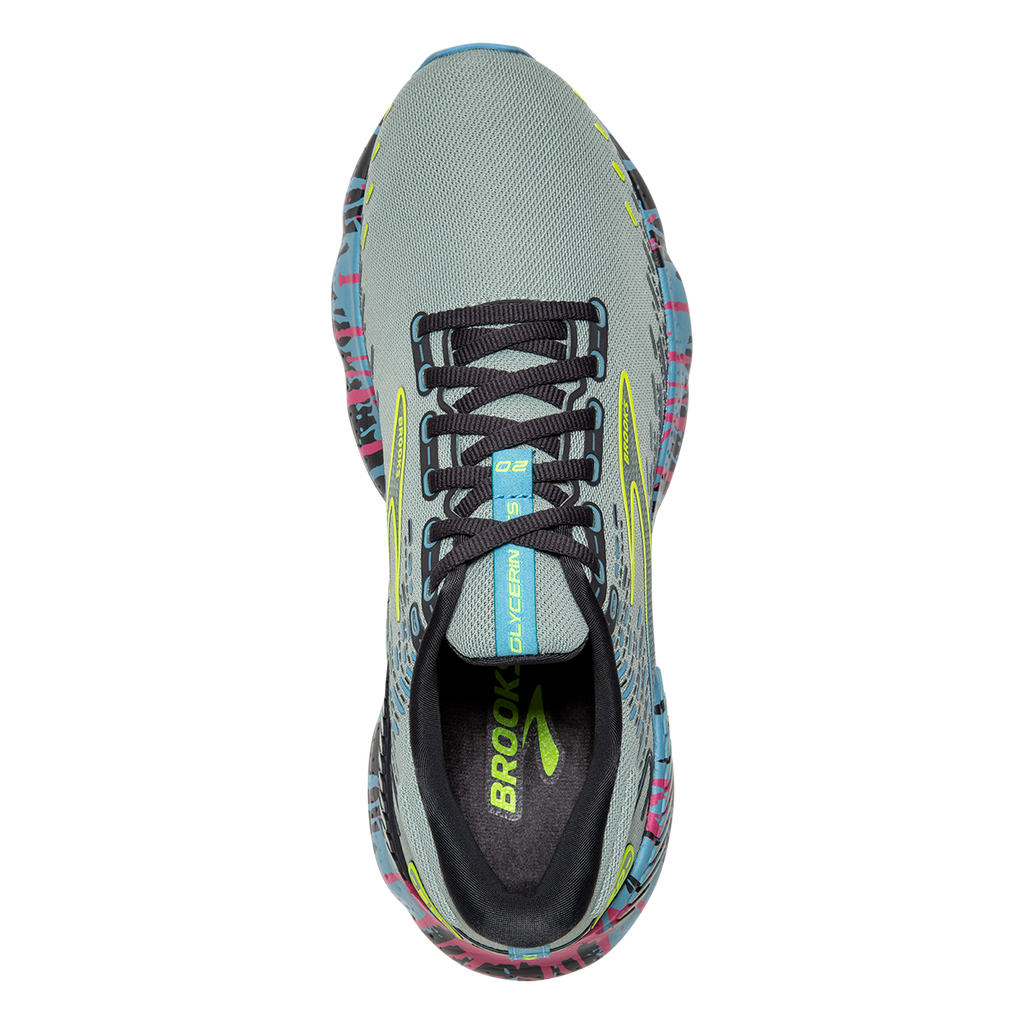 Brooks Glycerin GTS 20 Drip — Jadeite - Alaskan Blue - Ebony — Size B — Width 6 — Back View