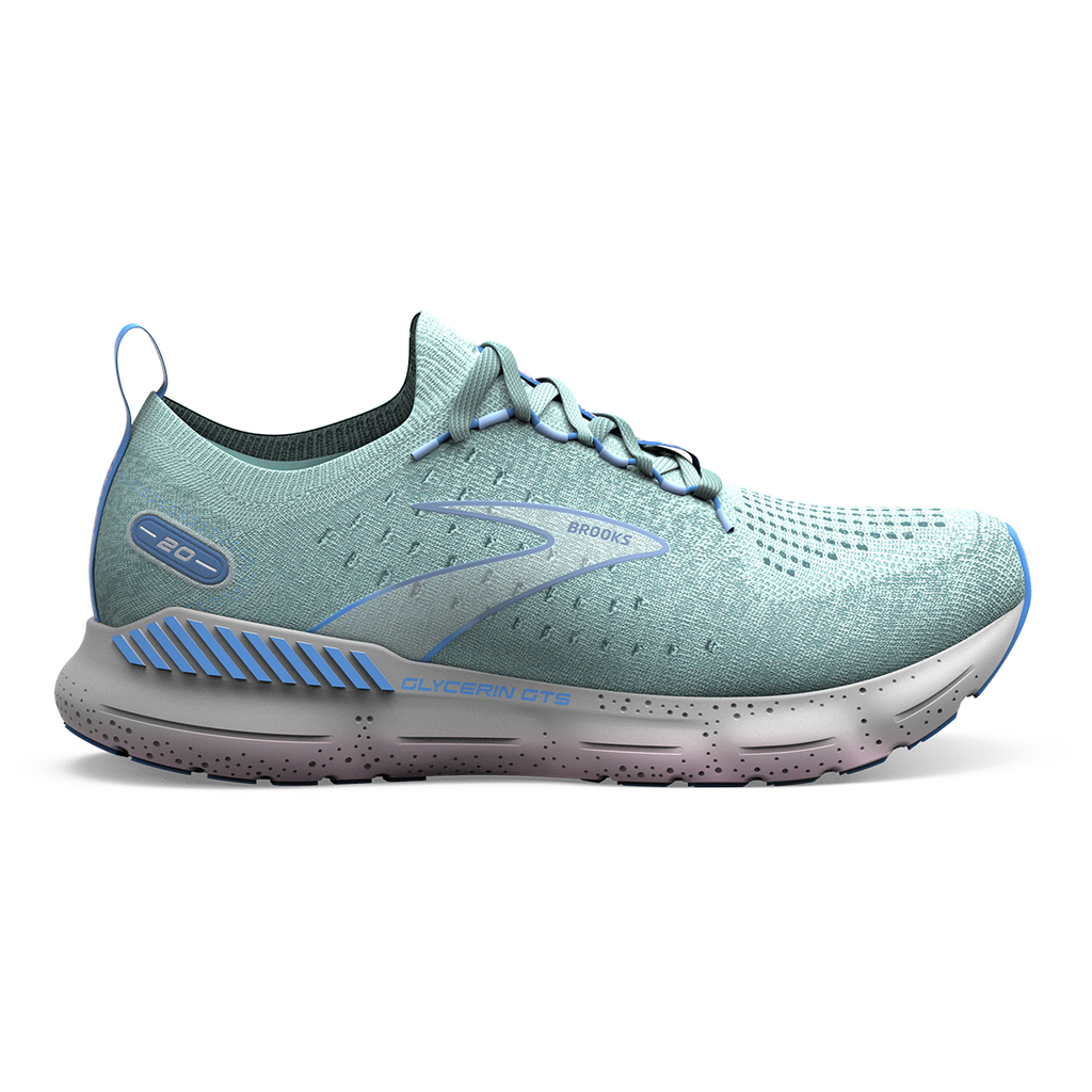 Brooks Glycerin StealthFit GTS 20 — White - Black - Cream — Size B — Width 10 — Detail View