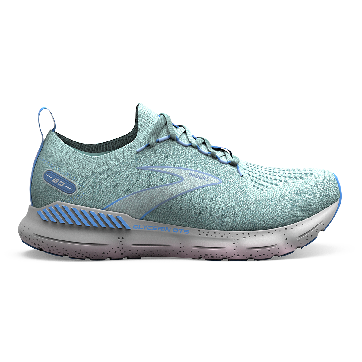 Brooks Glycerin StealthFit GTS 20 — White - Black - Cream — Size B — Width 10 — Detail View