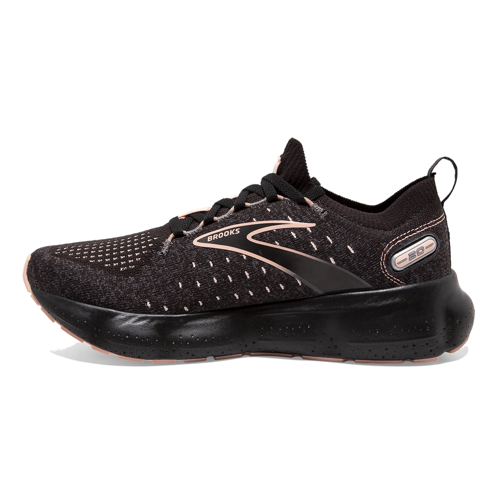 Brooks Glycerin StealthFit 20 — Black - Pearl - Peach — Size B — Width 10.5 — Side View