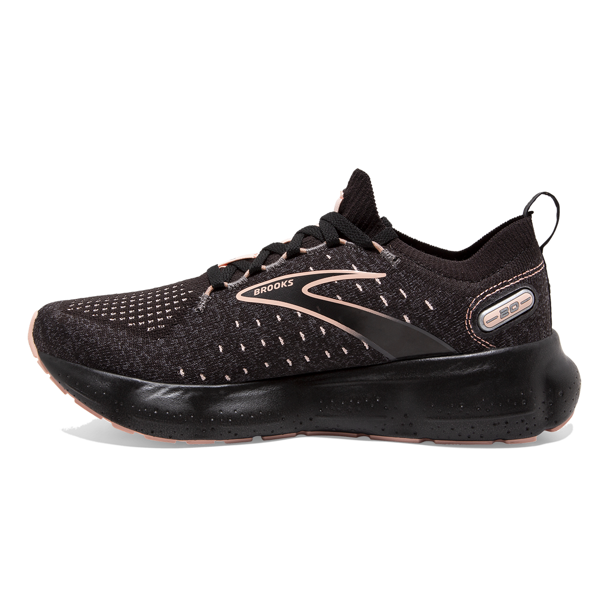Brooks Glycerin StealthFit 20 — Black - Pearl - Peach — Size B — Width 10.5 — Side View