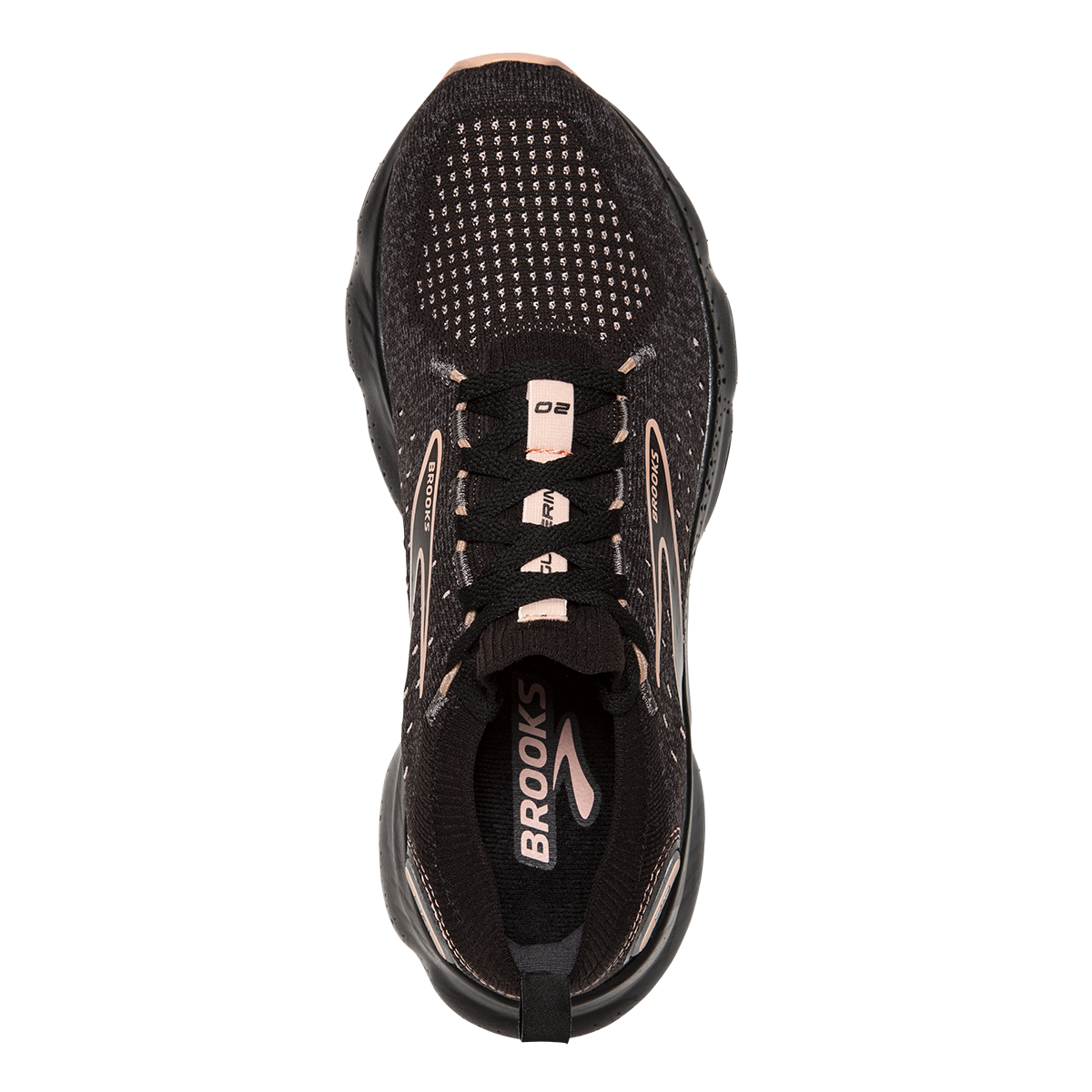 Brooks Glycerin StealthFit 20 — Black - Pearl - Peach — Size B — Width 10.5 — Back View