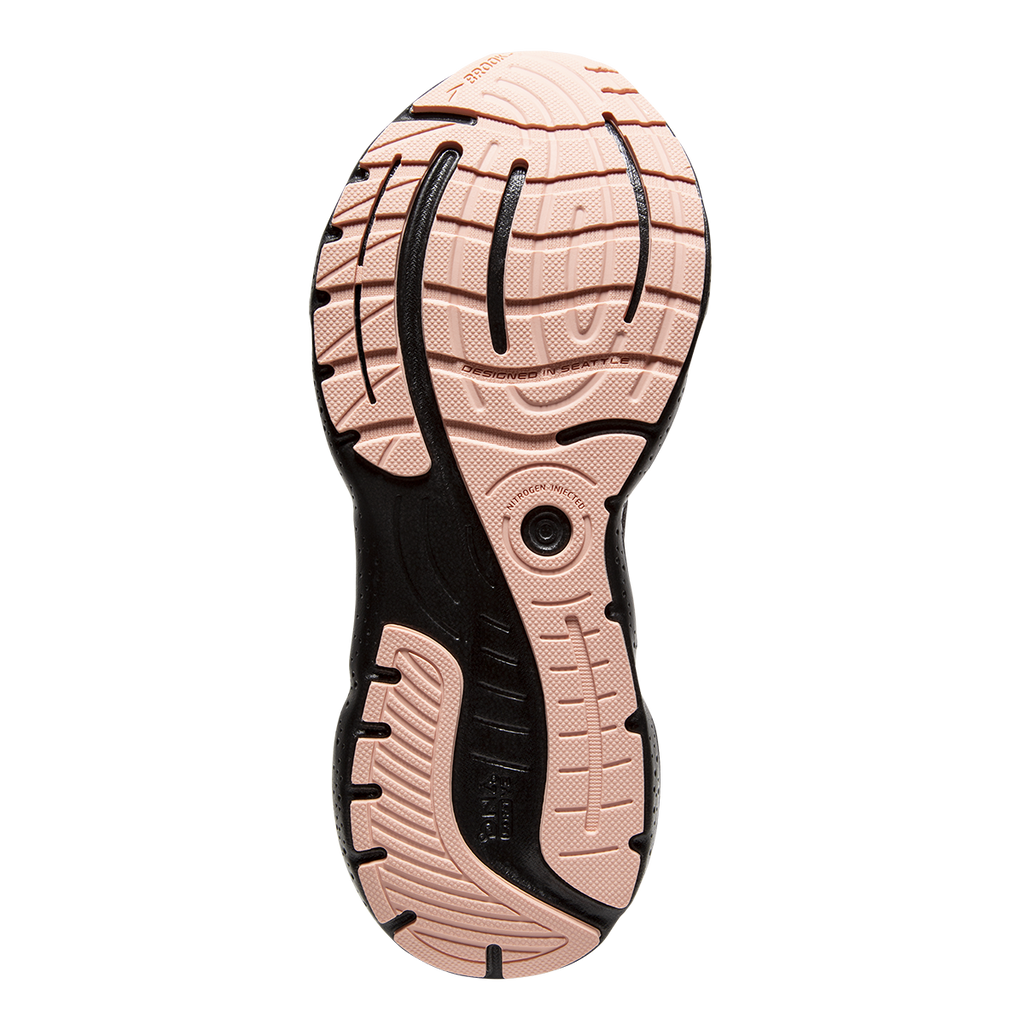Brooks Glycerin StealthFit 20 — Black - Pearl - Peach — Size B — Width 10.5 — Top View