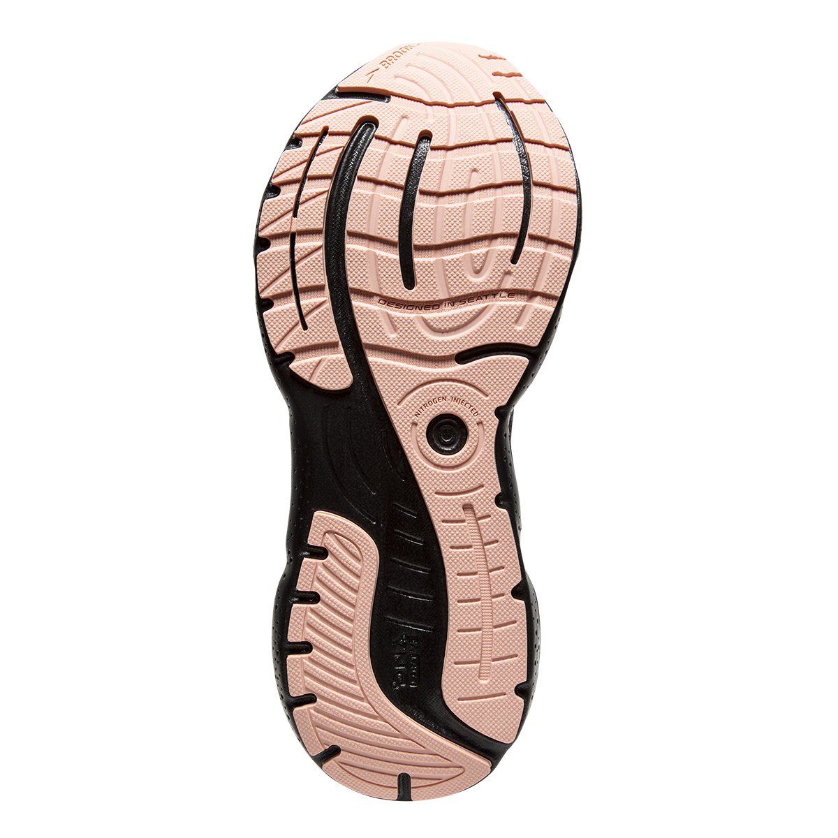 Brooks Glycerin StealthFit 20 — Black - Pearl - Peach — Size B — Width 10.5 — Top View