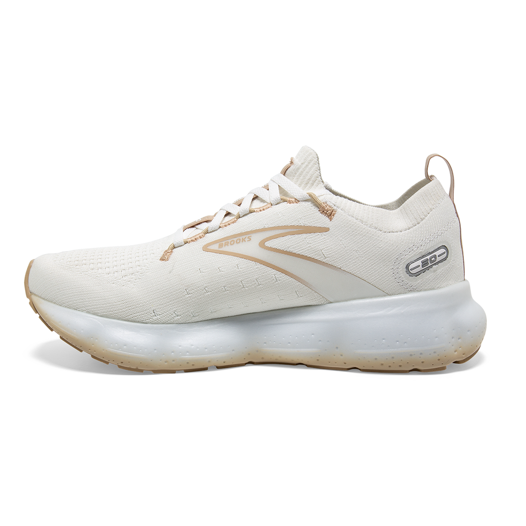 Brooks Glycerin StealthFit 20 Khaki — White - Khaki — Size B — Width 7 — Side View