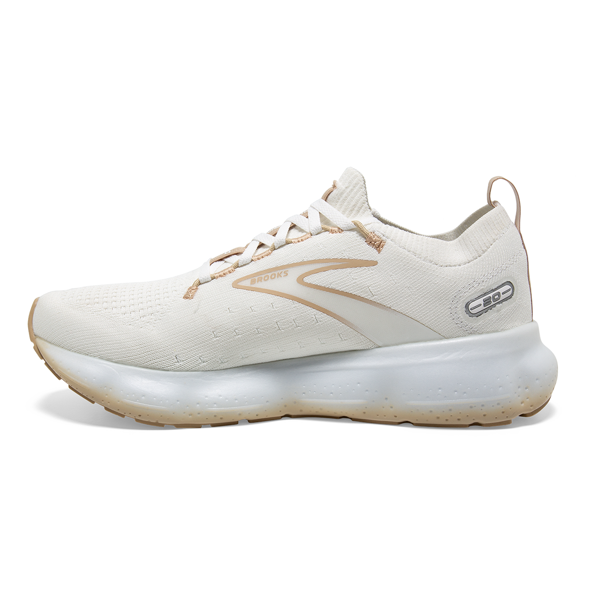 Brooks Glycerin StealthFit 20 Khaki — White - Khaki — Size B — Width 7 — Side View
