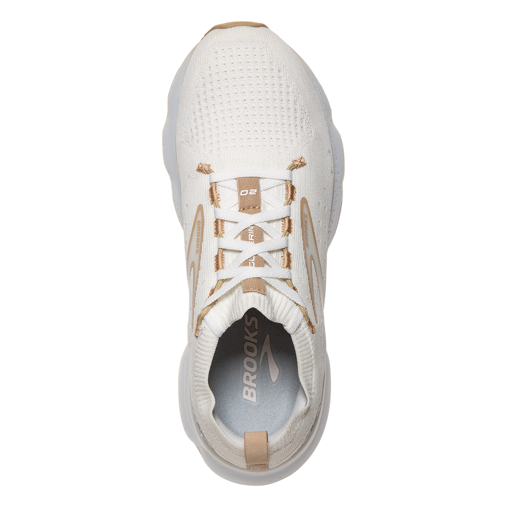 Brooks Glycerin StealthFit 20 Khaki — White - Khaki — Size B — Width 7 — Back View