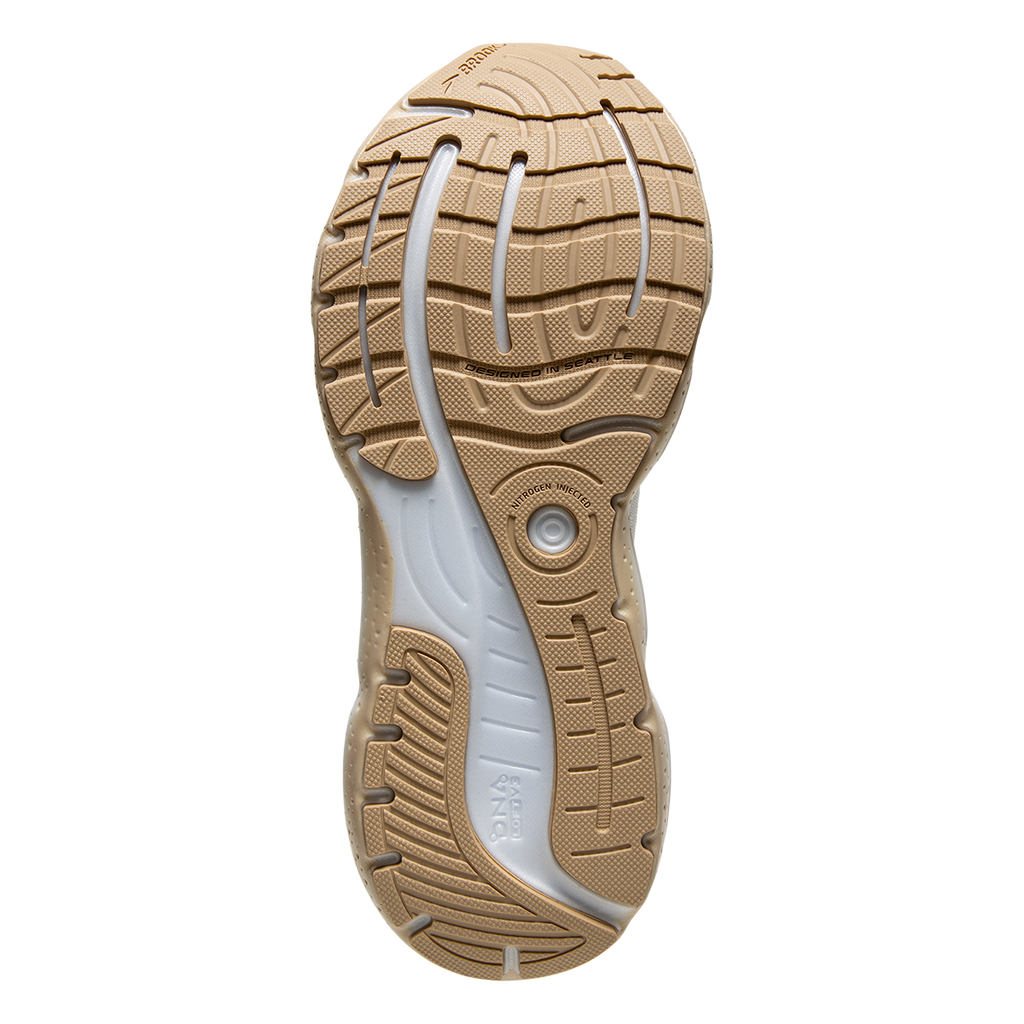 Brooks Glycerin StealthFit 20 Khaki — White - Khaki — Size B — Width 7 — Top View