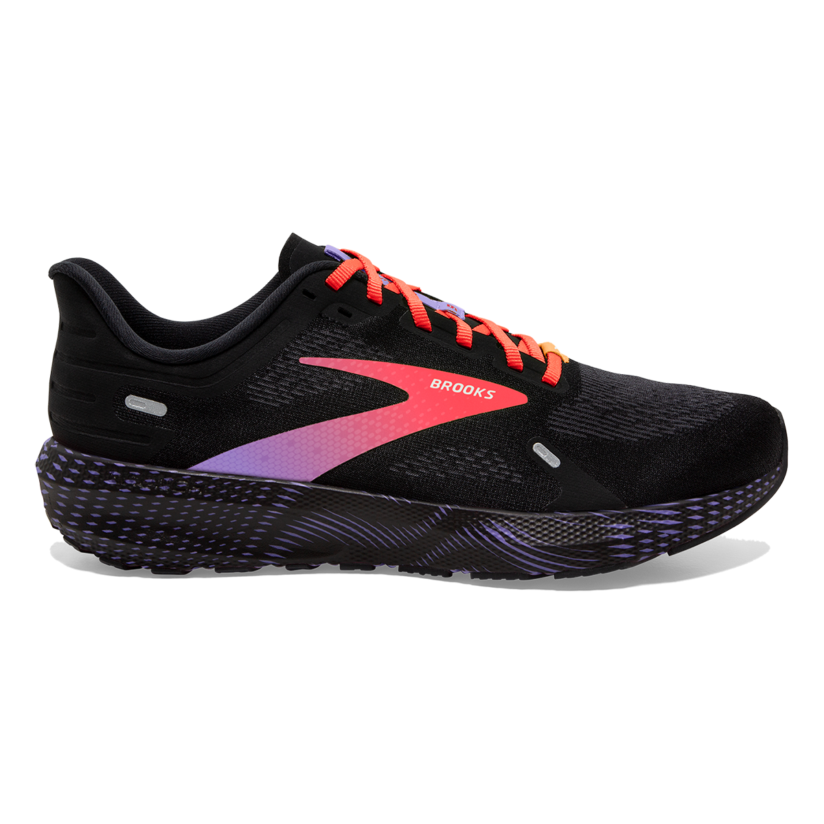 Brooks Launch 9 — Black - Ebony - Purple — Size B — Width 10 — Front View