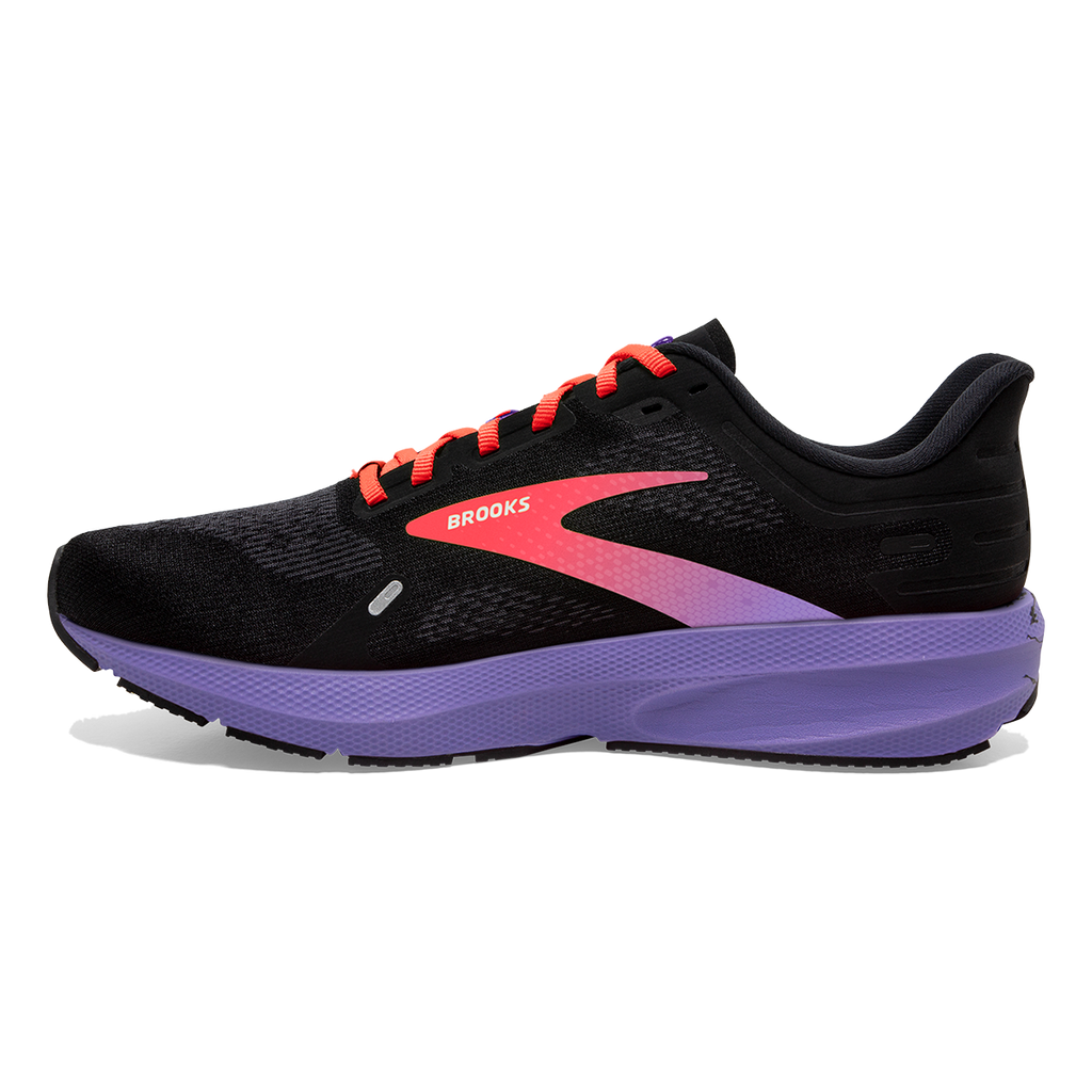 Brooks Launch 9 — Black - Ebony - Purple — Size B — Width 10 — Side View