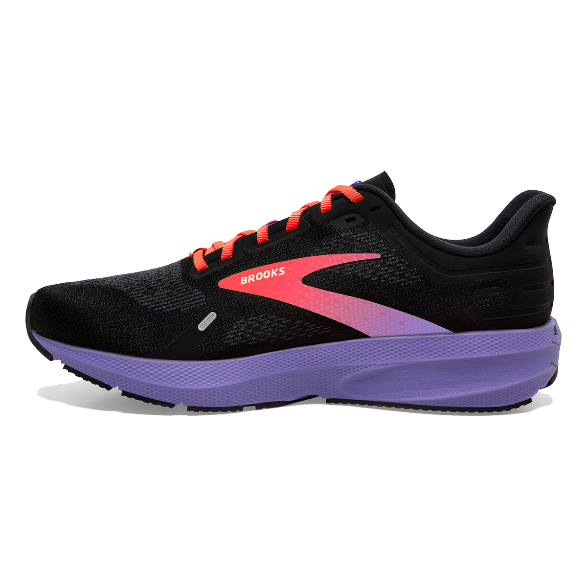 Brooks Launch 9 — Black - Ebony - Purple — Size B — Width 10 — Side View