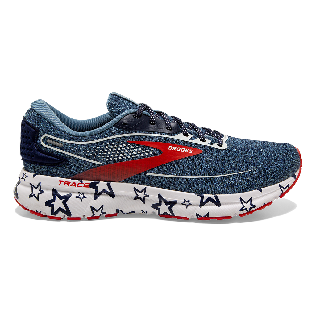 Brooks Trace 2 Run USA — White - Peacoat - Poppy — Size B — Width 5.5 — Front View