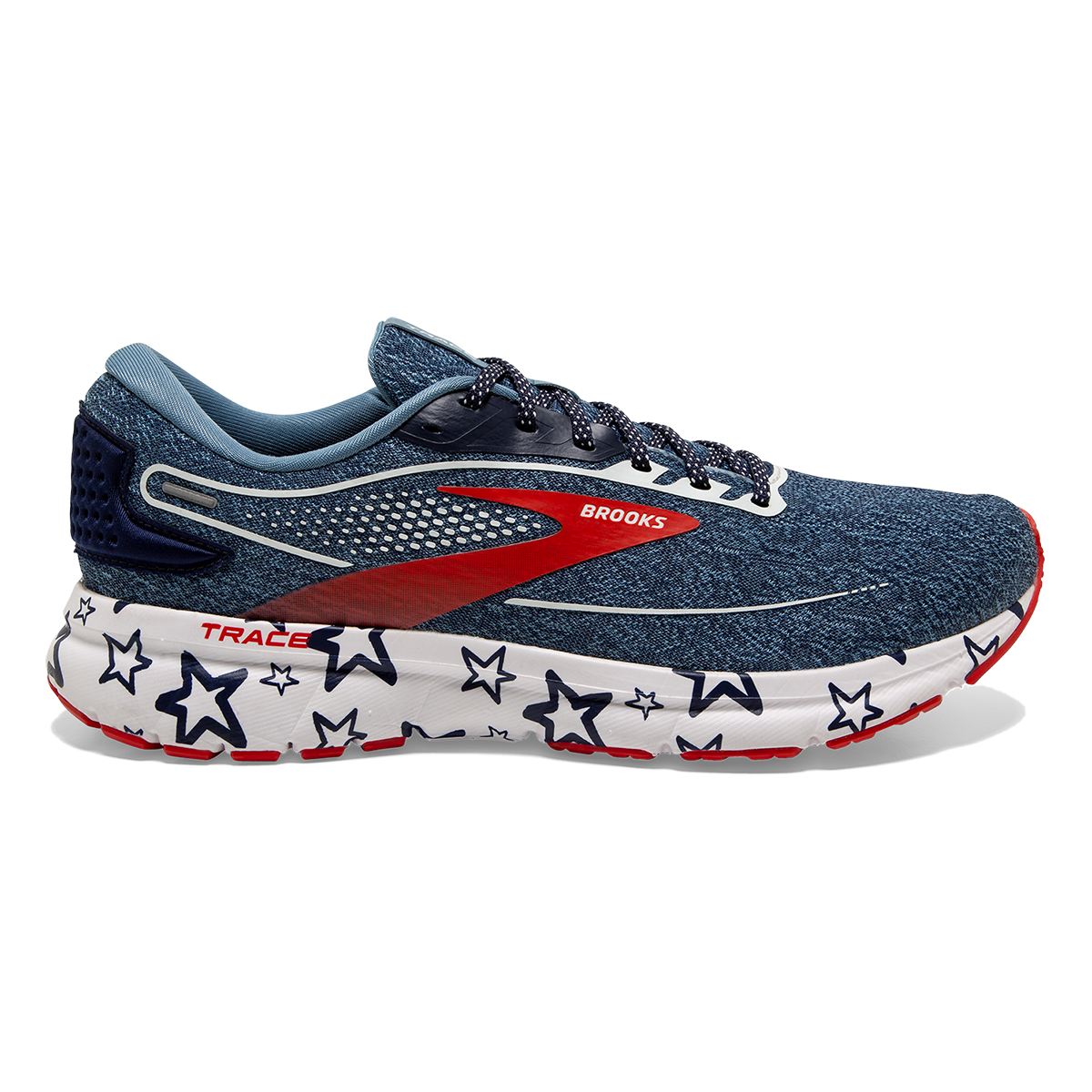 Brooks Trace 2 Run USA — White - Peacoat - Poppy — Size B — Width 5.5 — Front View
