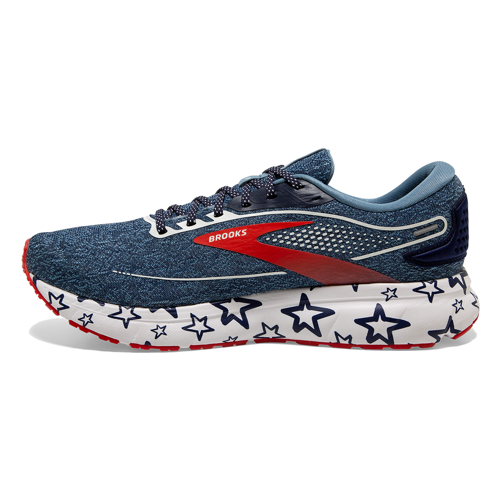 Brooks Trace 2 Run USA — White - Peacoat - Poppy — Size B — Width 5.5 — Side View
