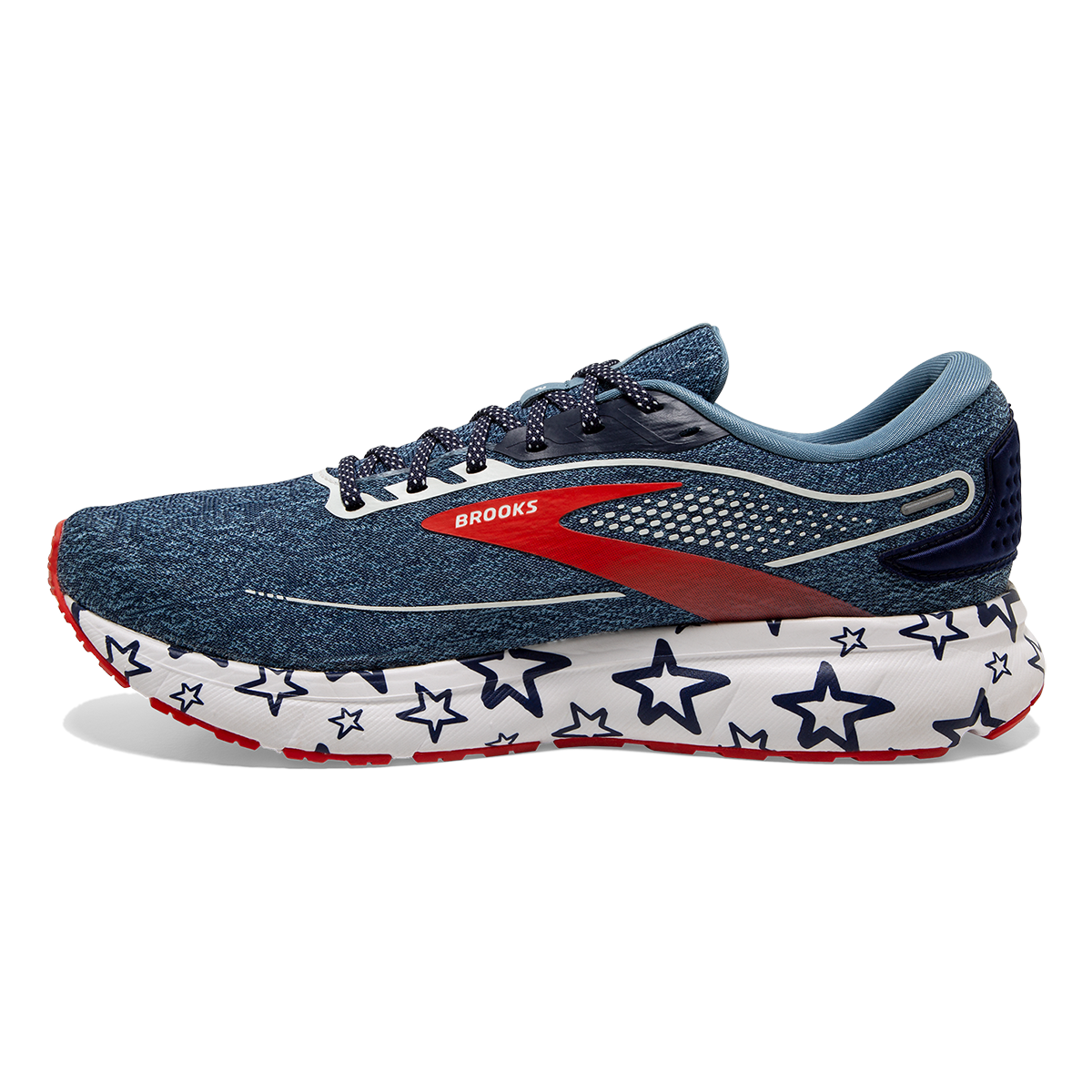 Brooks Trace 2 Run USA — White - Peacoat - Poppy — Size B — Width 5.5 — Side View
