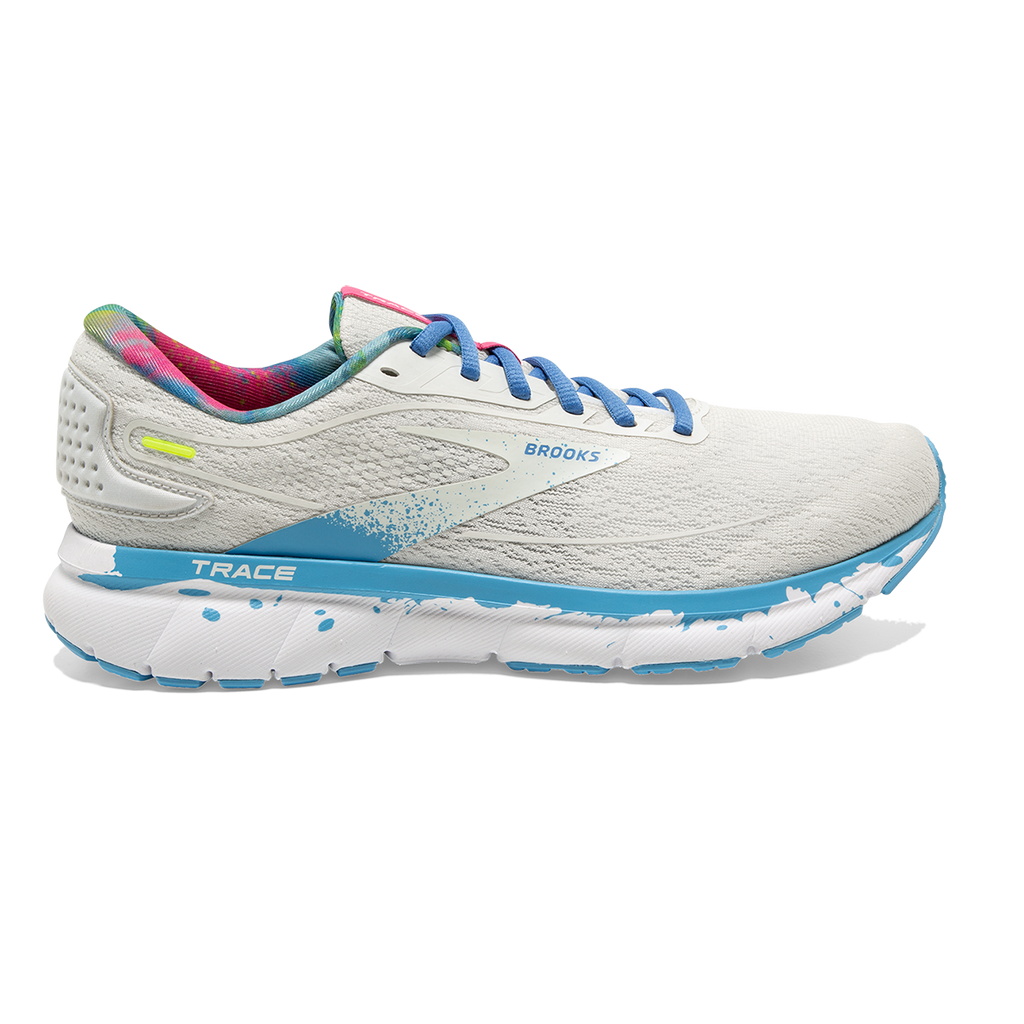 Brooks Trace 2 Drip — White - Gray - Alaskan Blue — Size B — Width 6 — Front View