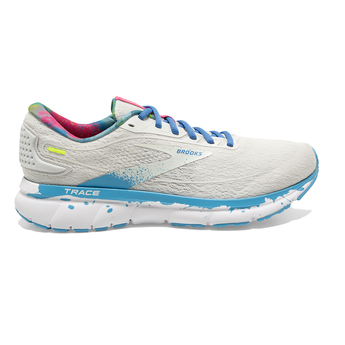 Brooks Trace 2 Drip — White - Gray - Alaskan Blue — Size B — Width 6 — Front View