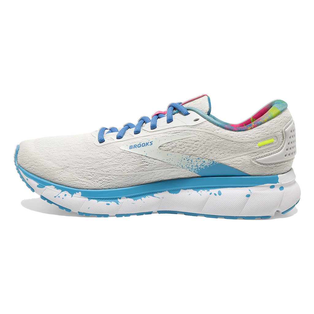Brooks Trace 2 Drip — White - Gray - Alaskan Blue — Size B — Width 6 — Side View