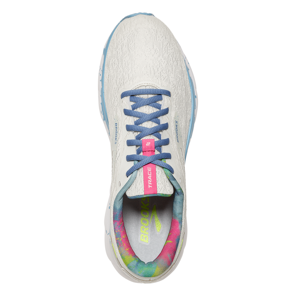 Brooks Trace 2 Drip — White - Gray - Alaskan Blue — Size B — Width 6 — Back View