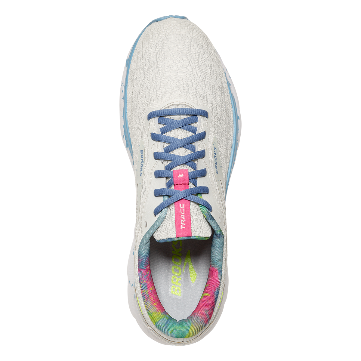 Brooks Trace 2 Drip — White - Gray - Alaskan Blue — Size B — Width 6 — Back View