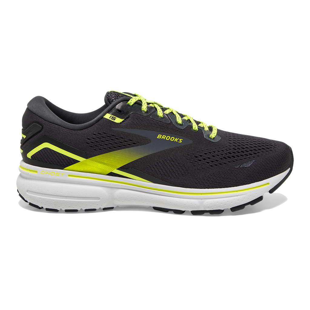 Brooks Ghost 15 Run Vision — Ebony - White - Nightlife — Size B — Width 6.5 — Front View