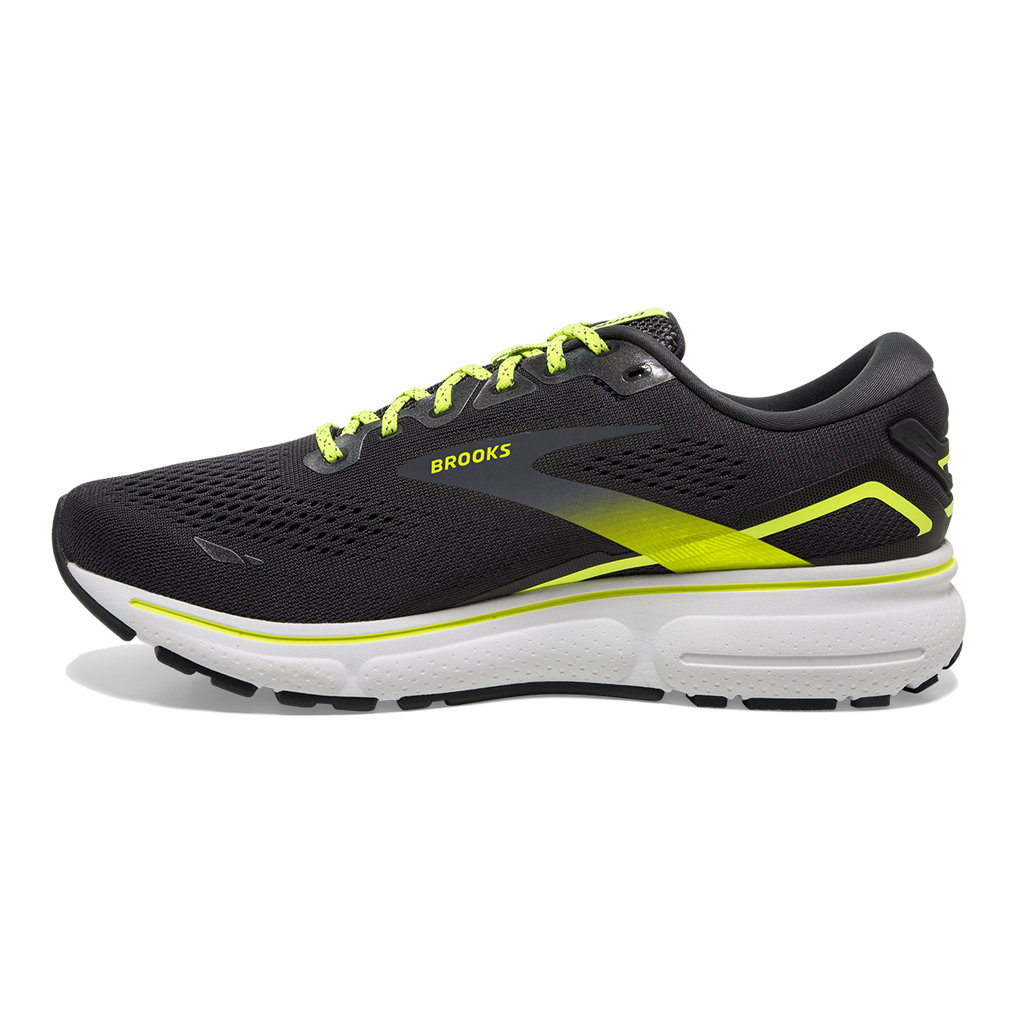 Brooks Ghost 15 Run Vision — Ebony - White - Nightlife — Size B — Width 6.5 — Side View