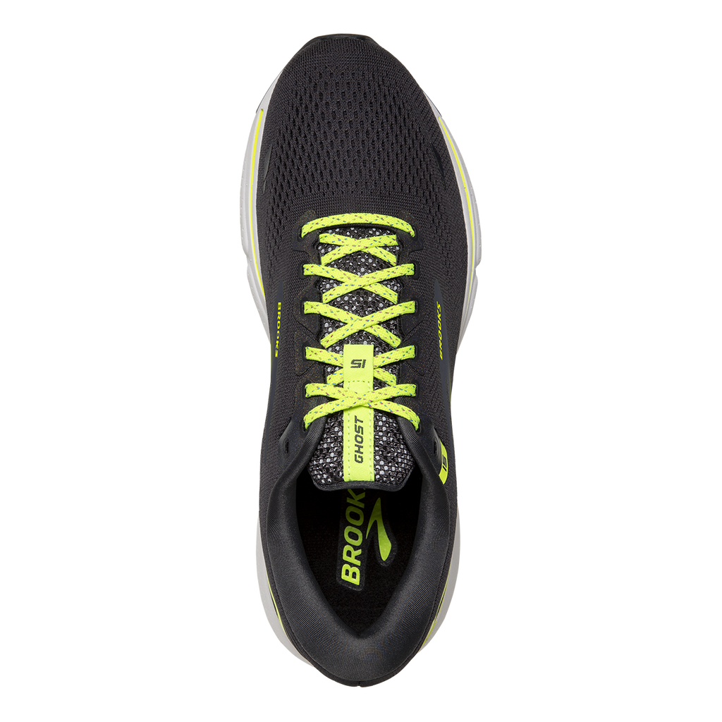 Brooks Ghost 15 Run Vision — Ebony - White - Nightlife — Size B — Width 6.5 — Back View