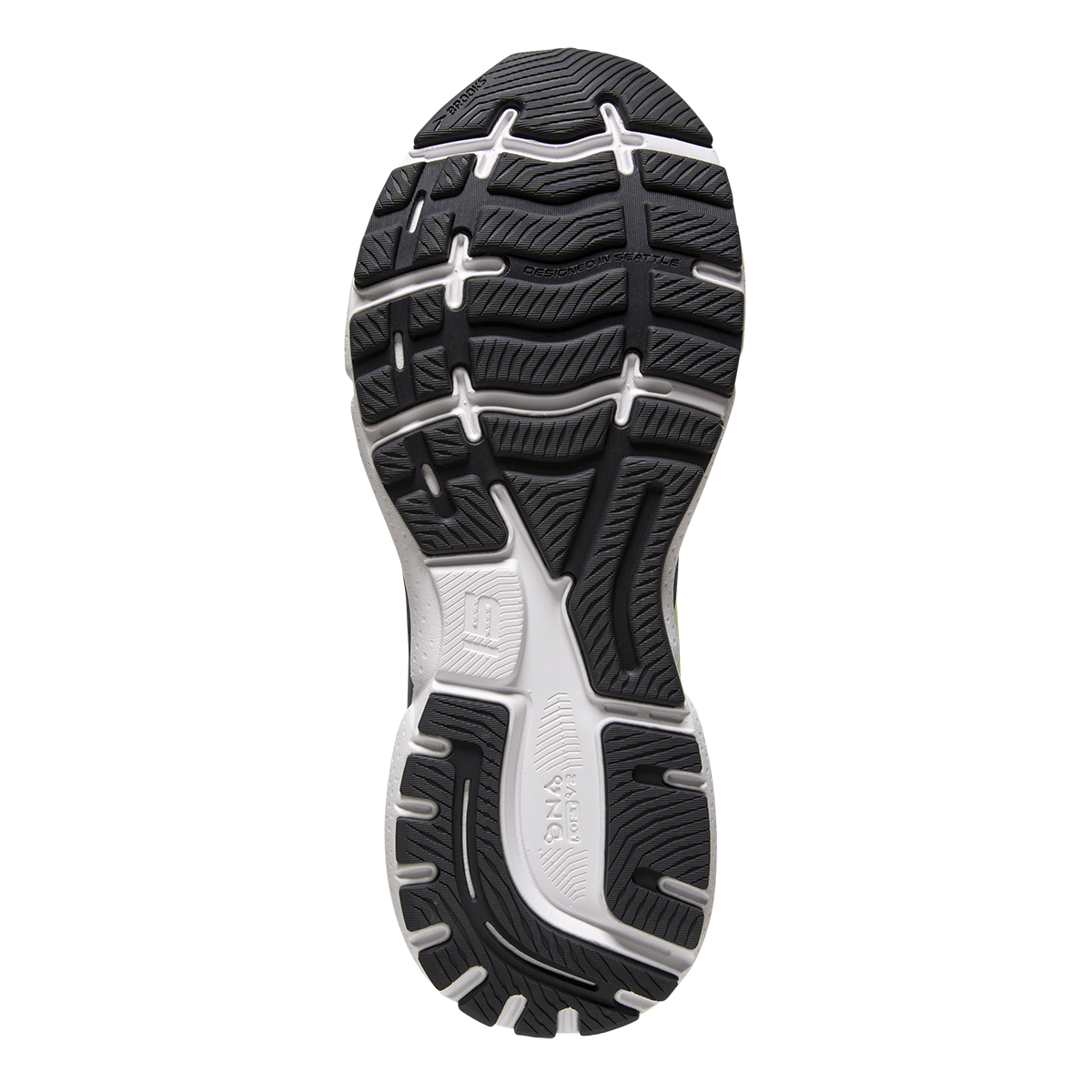 Brooks Ghost 15 Run Vision — Ebony - White - Nightlife — Size B — Width 6.5 — Top View