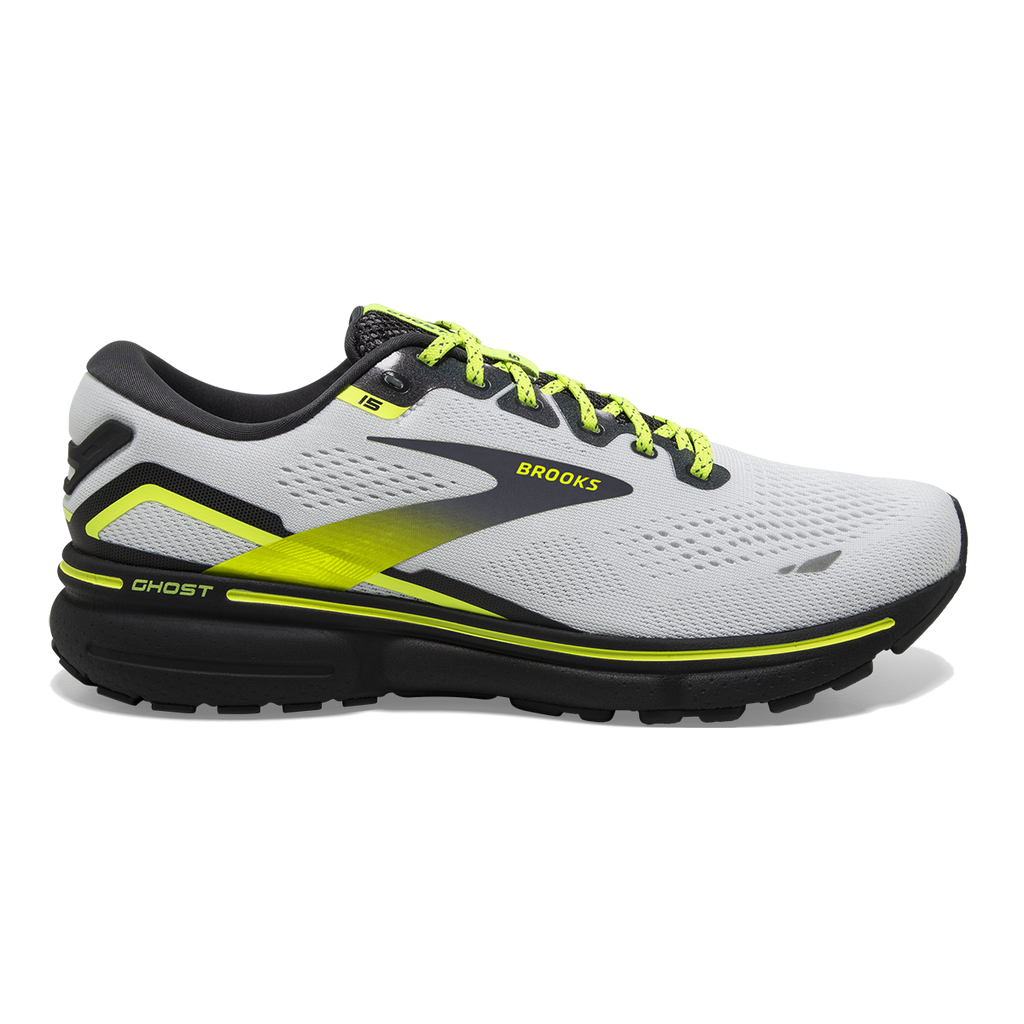 Brooks Ghost 15 Run Vision — Ebony - White - Nightlife — Size B — Width 6.5 — Detail View