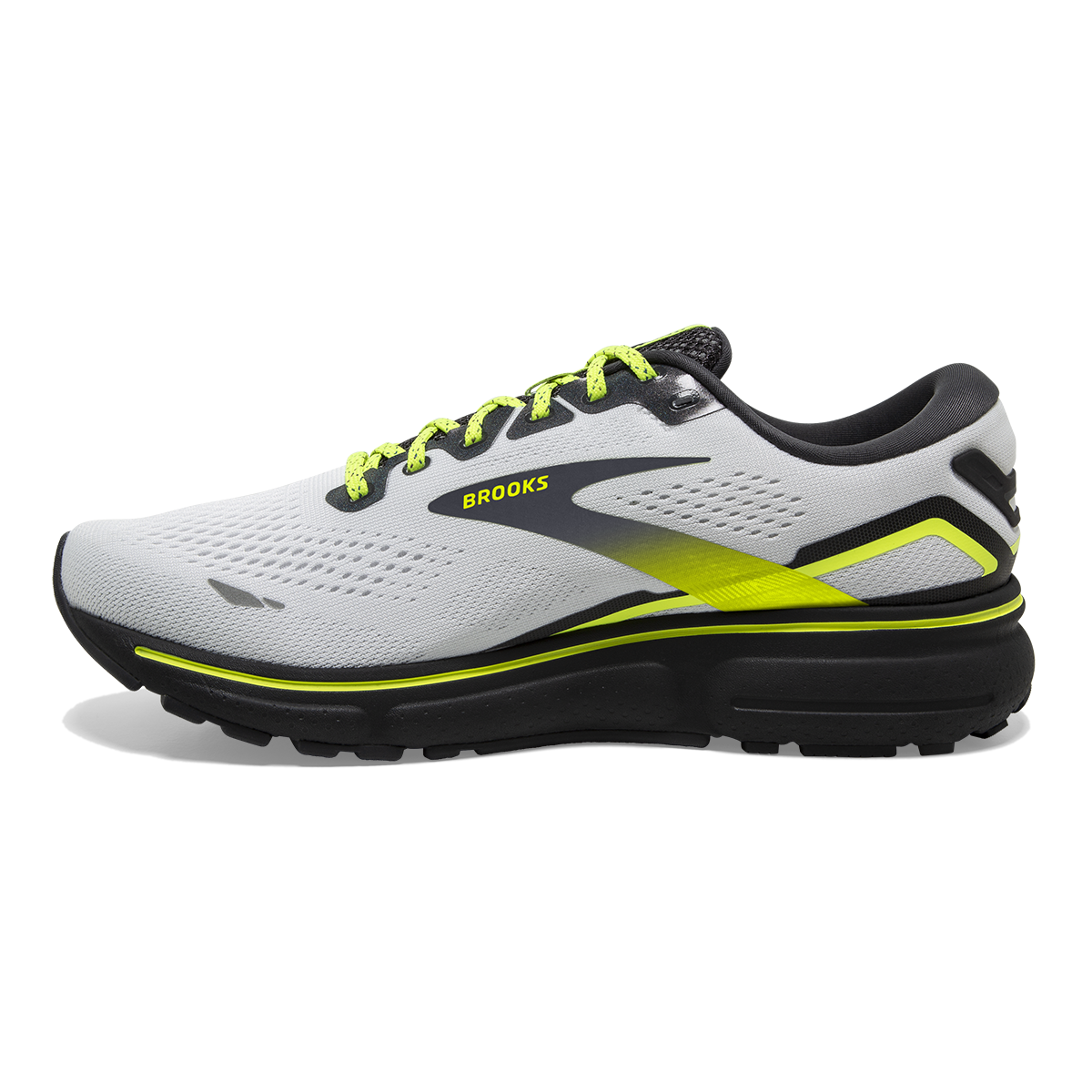 Brooks Ghost 15 Run Vision — Ebony - White - Nightlife — Size B — Width 6.5 — Lifestyle View