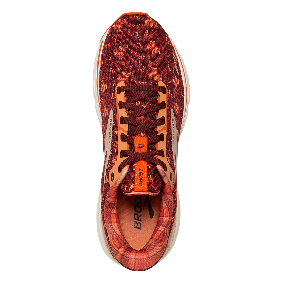 Brooks Ghost 15 Trot Happy — Koy - Truffle - Whisper — Size B — Width 7 — Back View