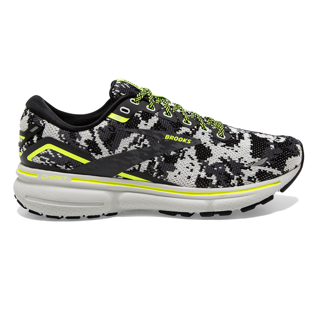 Brooks Ghost 15 Camo — Black - Ebony - Nightlife — Size B — Width 9 — Front View