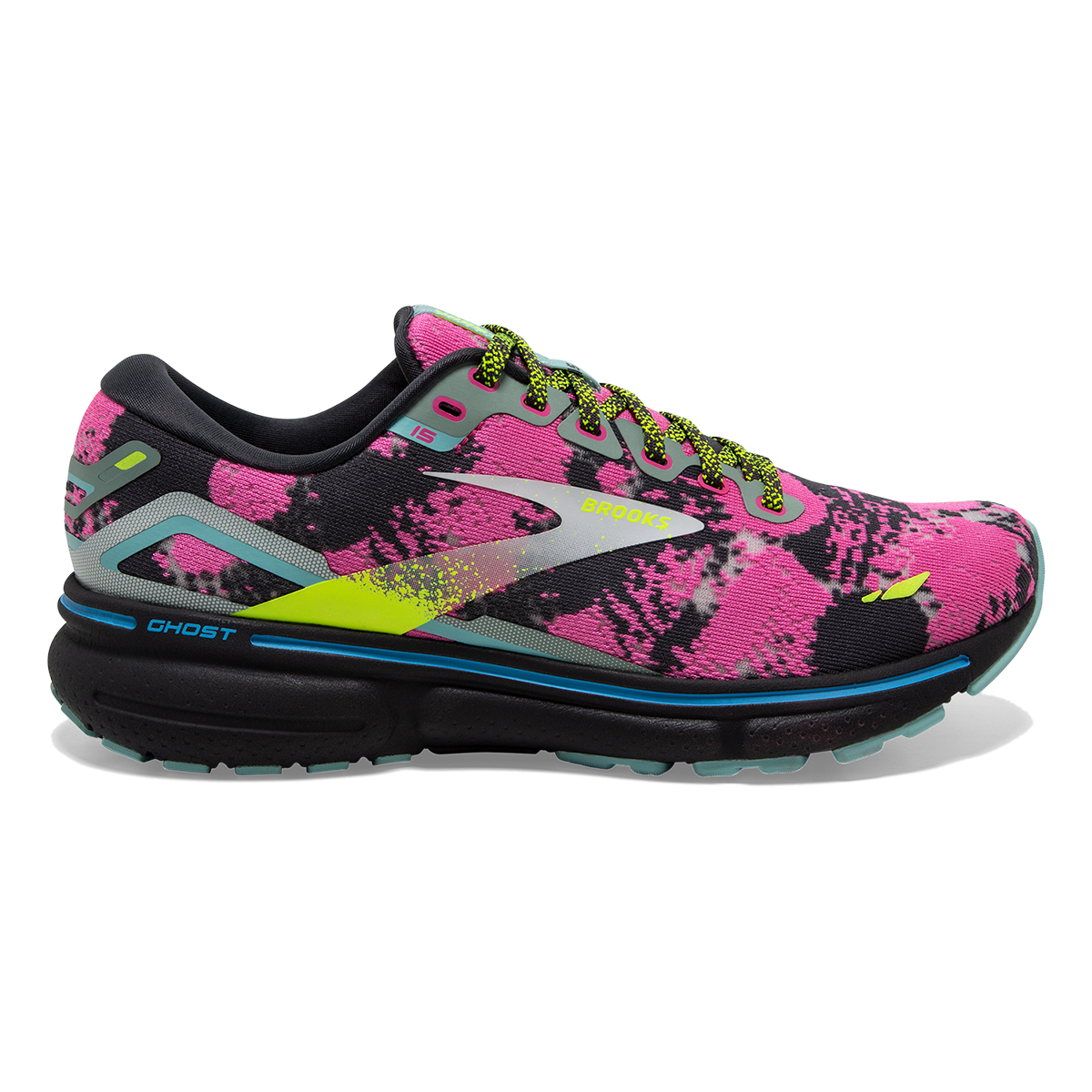 Brooks Ghost 15 Drip — Blue - Ebony - Nightlife — Size B — Width 6.5 — Front View