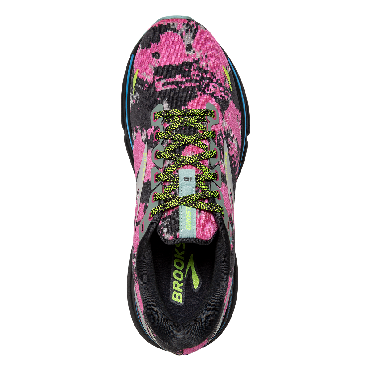 Brooks Ghost 15 Drip — Blue - Ebony - Nightlife — Size B — Width 6.5 — Back View