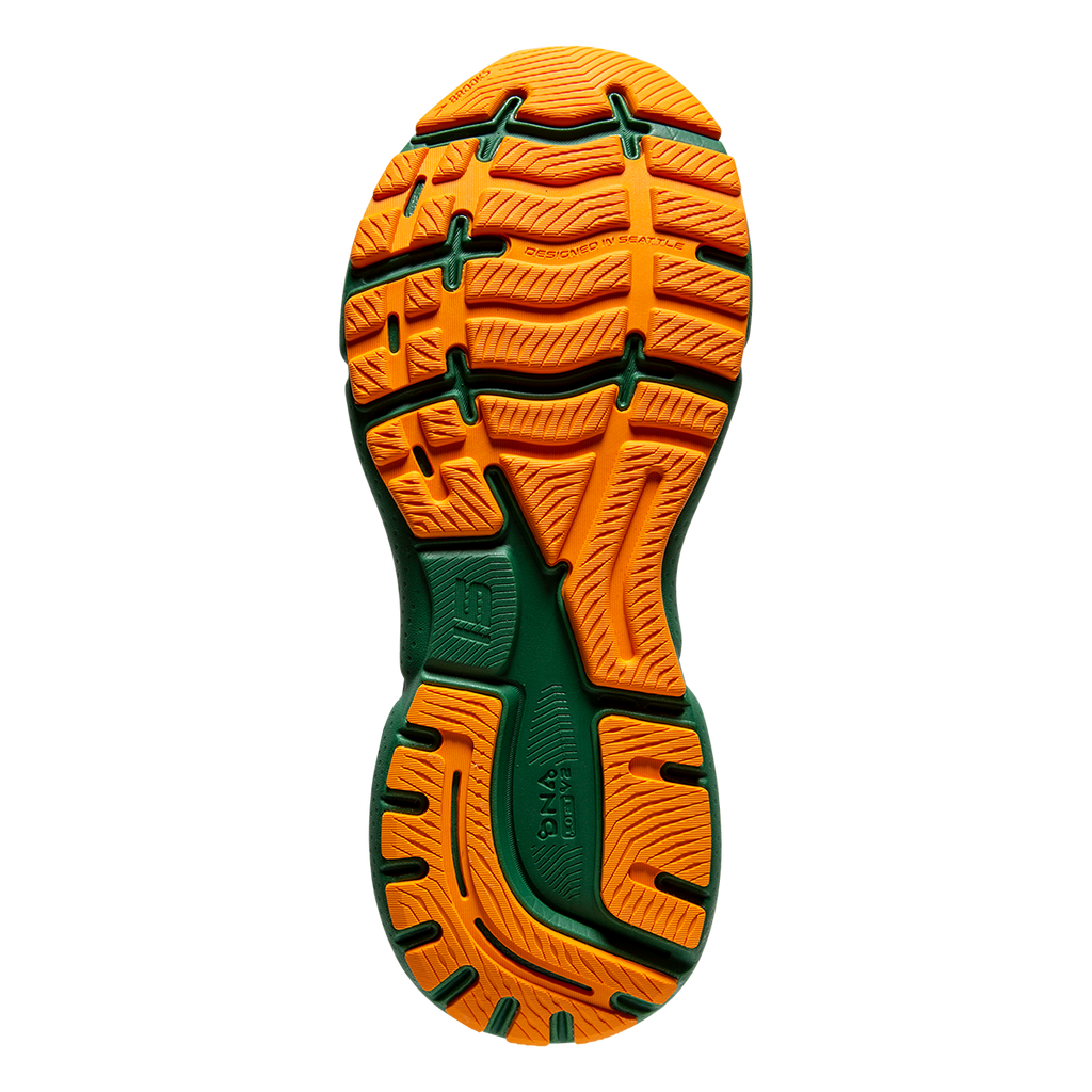 Brooks Ghost 15 Run Lucky — Green - White - Orange — Size B — Width 7 — Top View