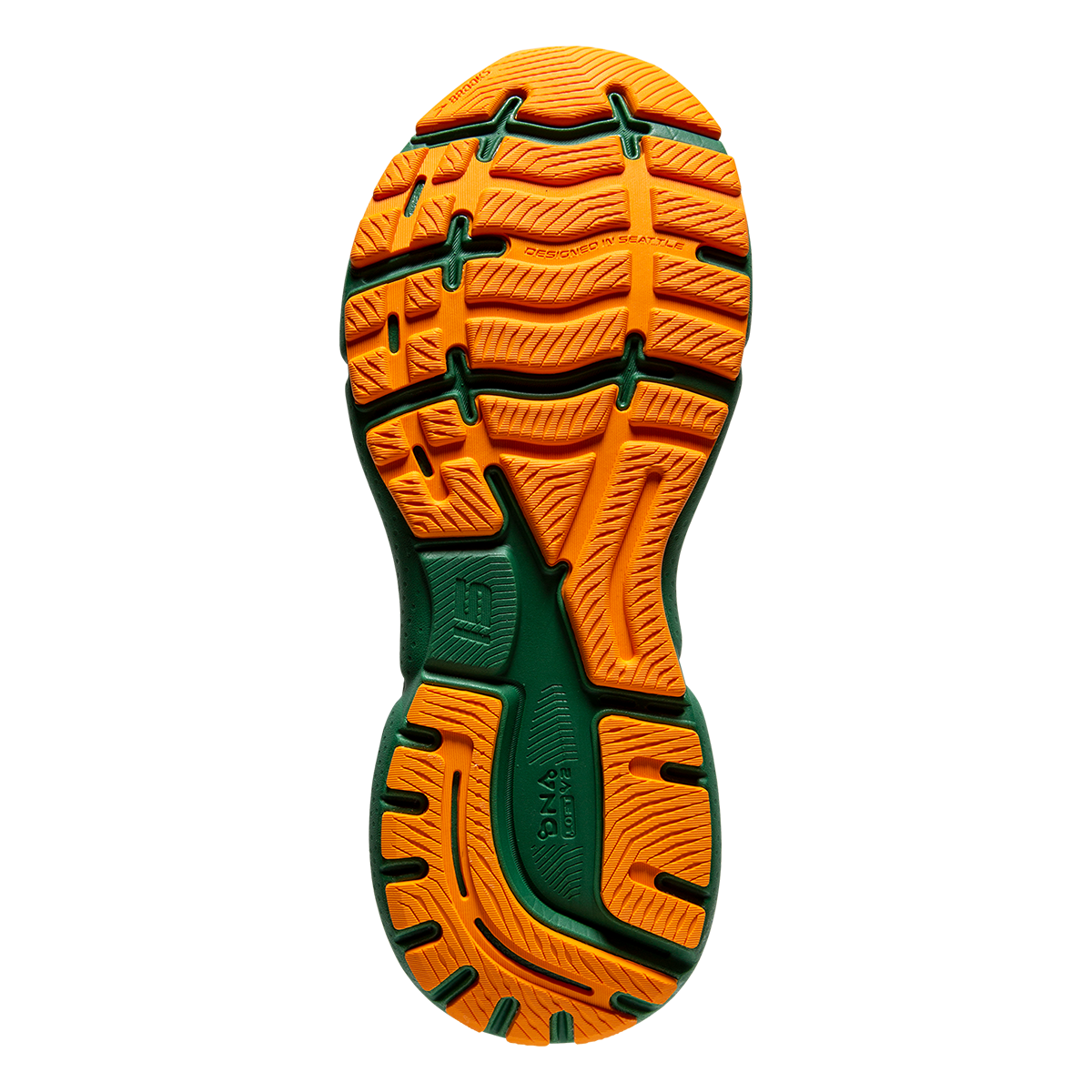 Brooks Ghost 15 Run Lucky — Green - White - Orange — Size B — Width 7 — Top View