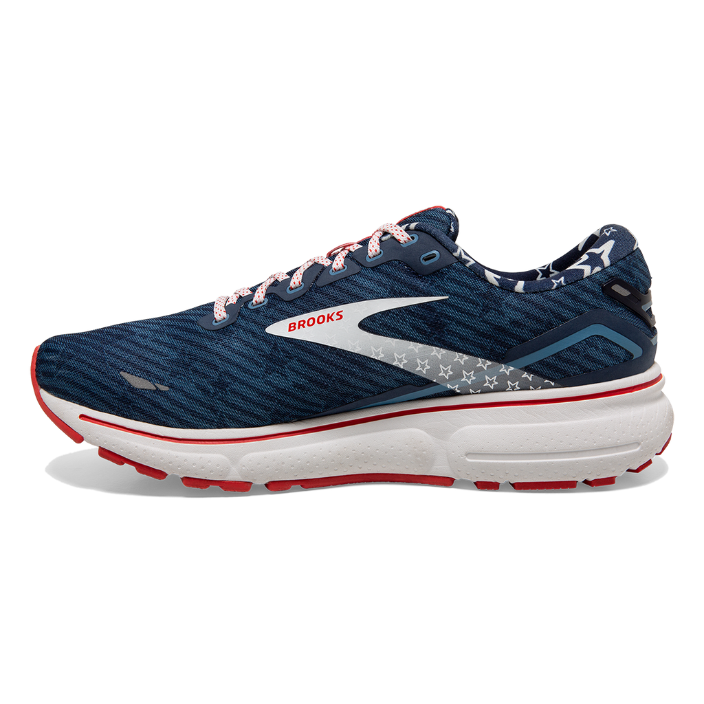 Brooks Ghost 15 Run USA — Titan - White - Peacoat — Size B — Width 5.5 — Side View