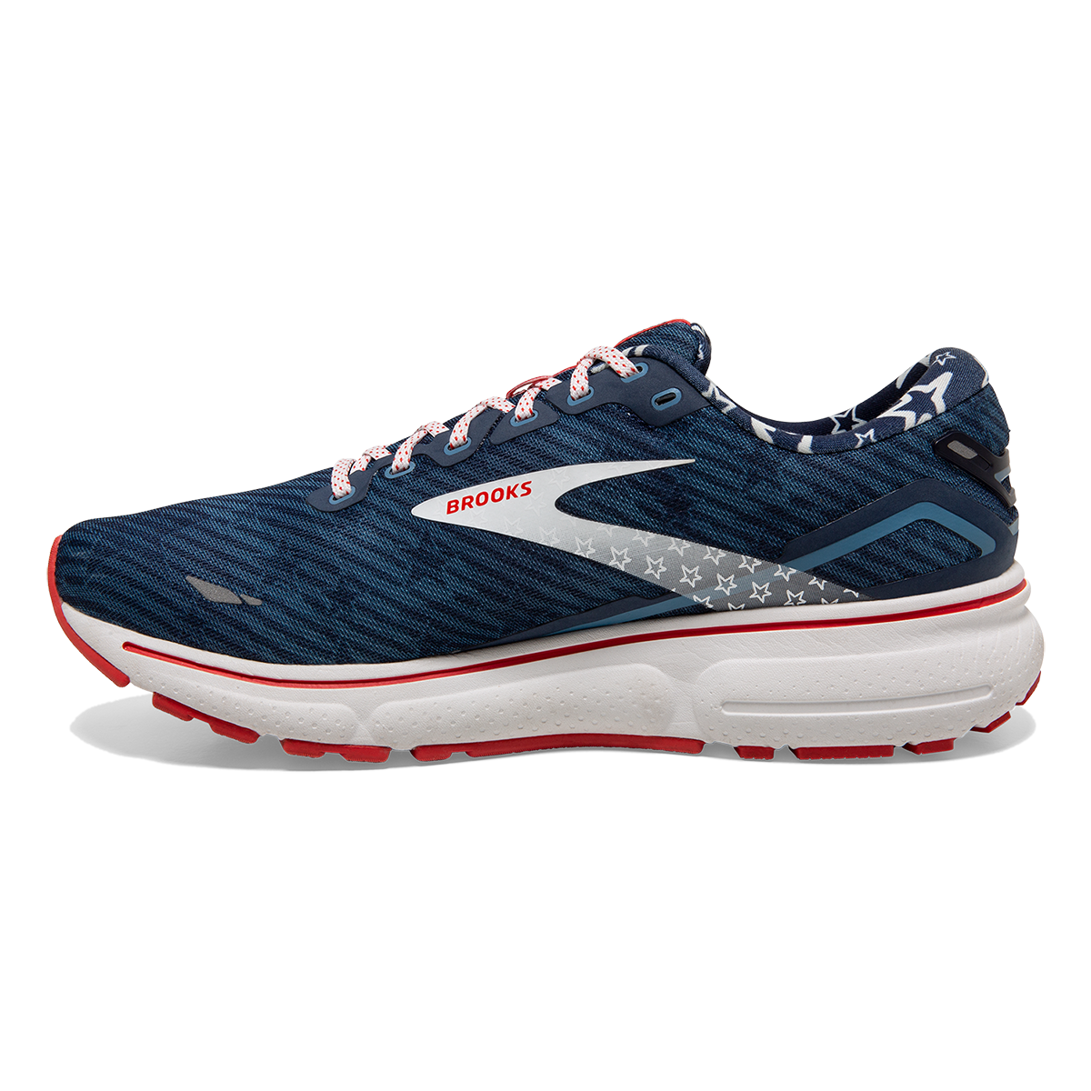 Brooks Ghost 15 Run USA — Titan - White - Peacoat — Size B — Width 5.5 — Side View