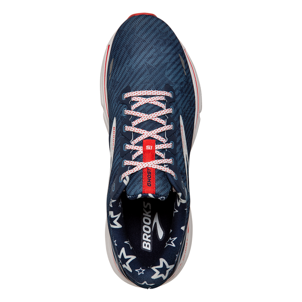 Brooks Ghost 15 Run USA — Titan - White - Peacoat — Size B — Width 5.5 — Back View